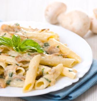 Penne pasta with mushroom and basil