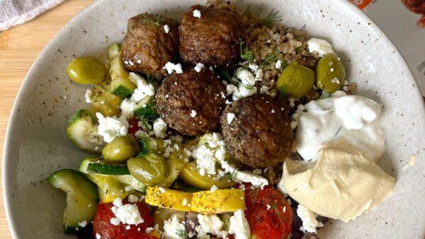 Meatless Meatball Greek Bowls