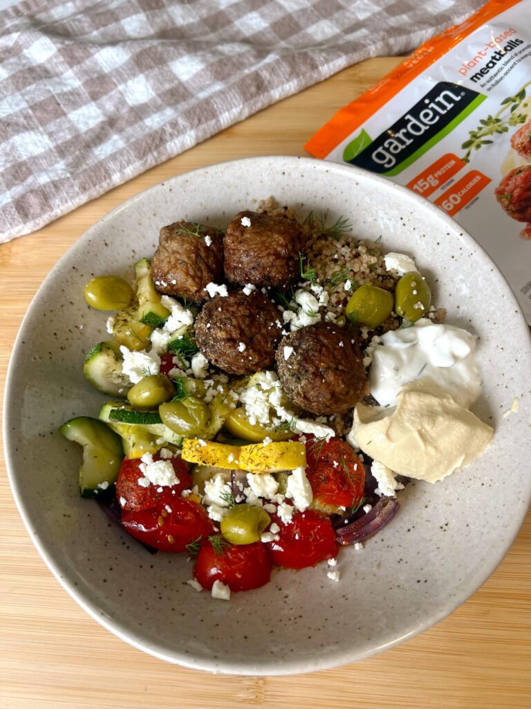 Meatless Meatball Greek Bowls