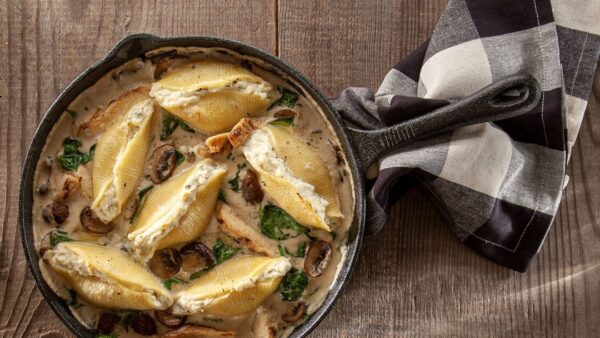 Rosina Celentano Cheese Stuffed Shells with Chicken, Spinach and Mushroom Alfredo